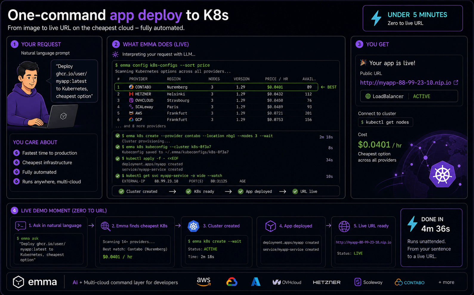 One-command app deploy to K8s — example illustration